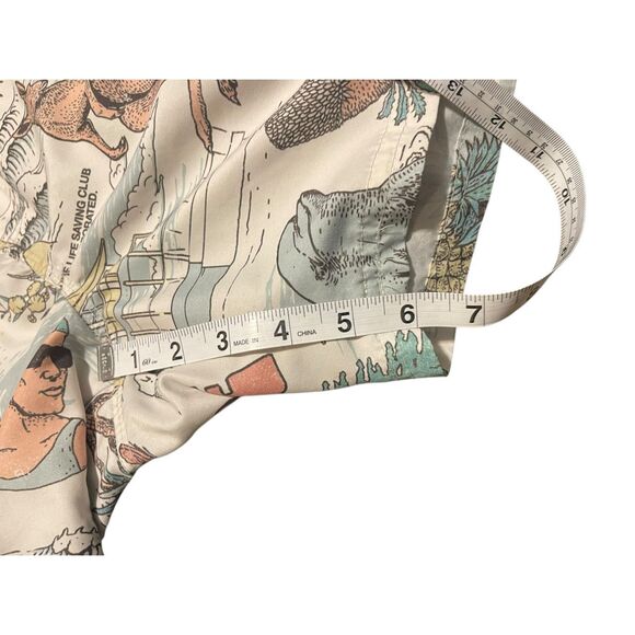 Huna Short Mens Multicolor Surfers Paradise Hawaiian Print Swim Trunk Size XL - Picture 4 of 15